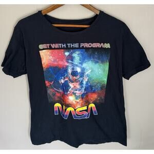 NASA Get With The Program T Shirt XL Black